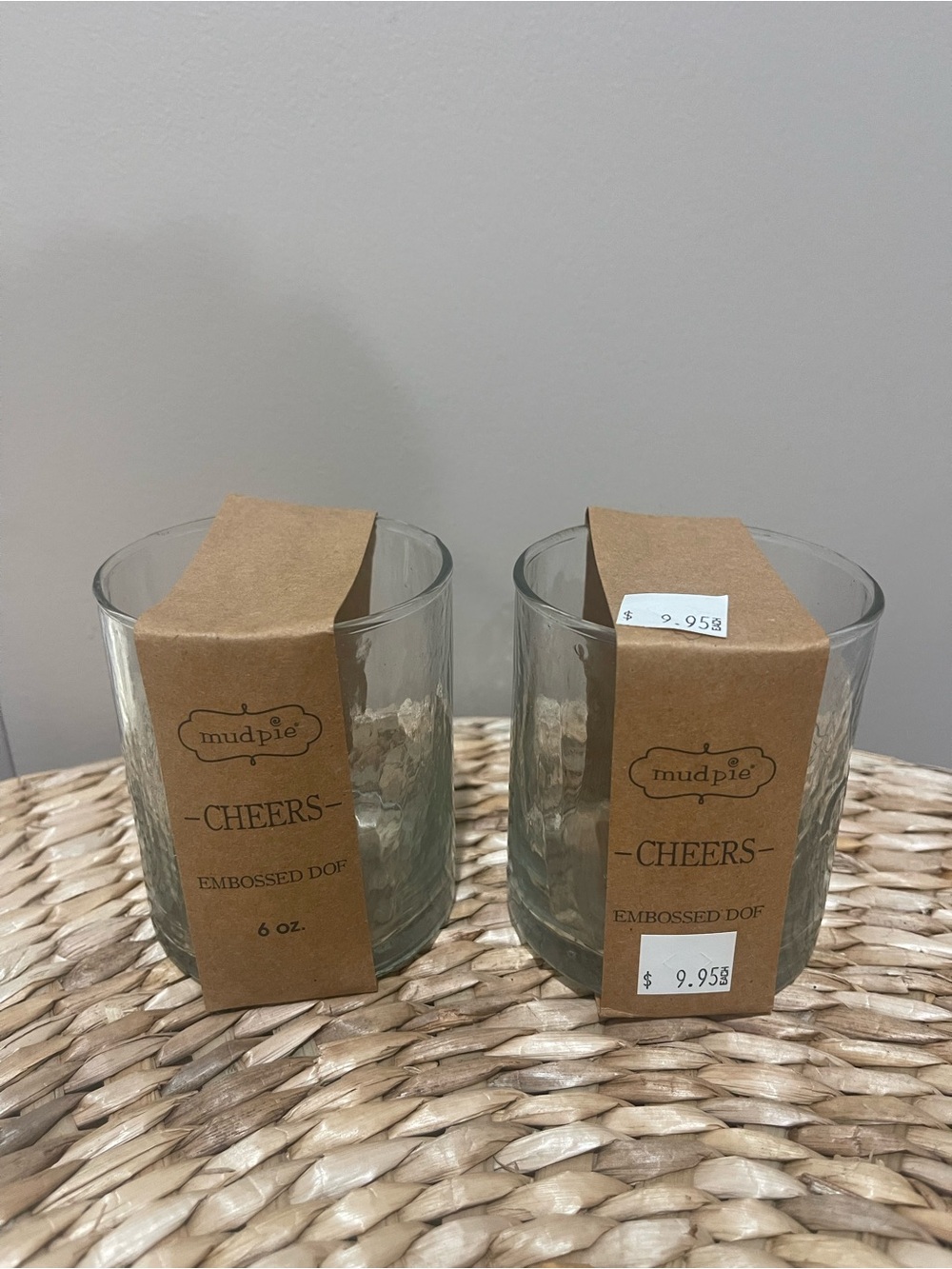 Mud Pie Cheers Embossed Glasses - Set of 2